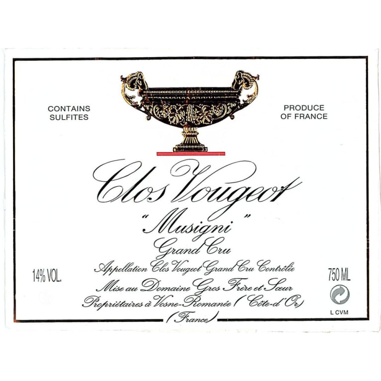 Domaine Gros Frere et Soeur Clos de Vougeot Musigni Grand Cru 2003 Front Label