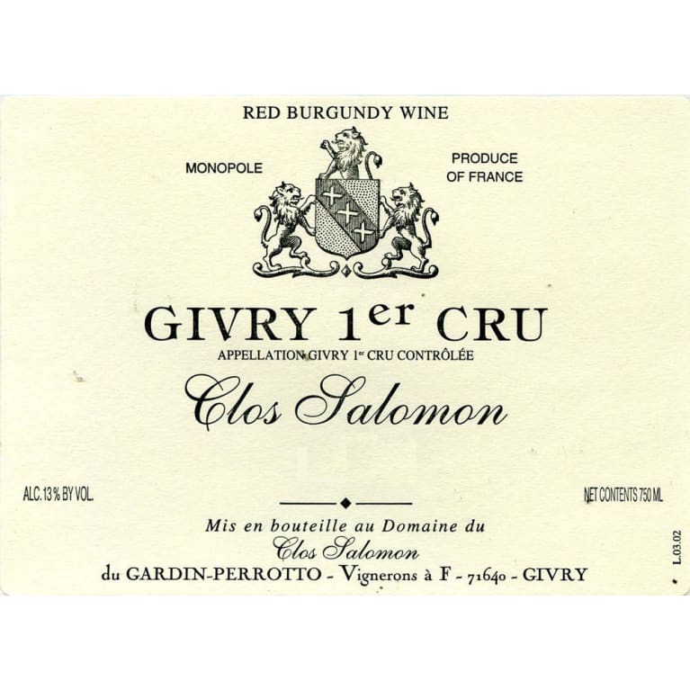 Domaine Salomon Givry Clos Premier 2005 | Wine.com
