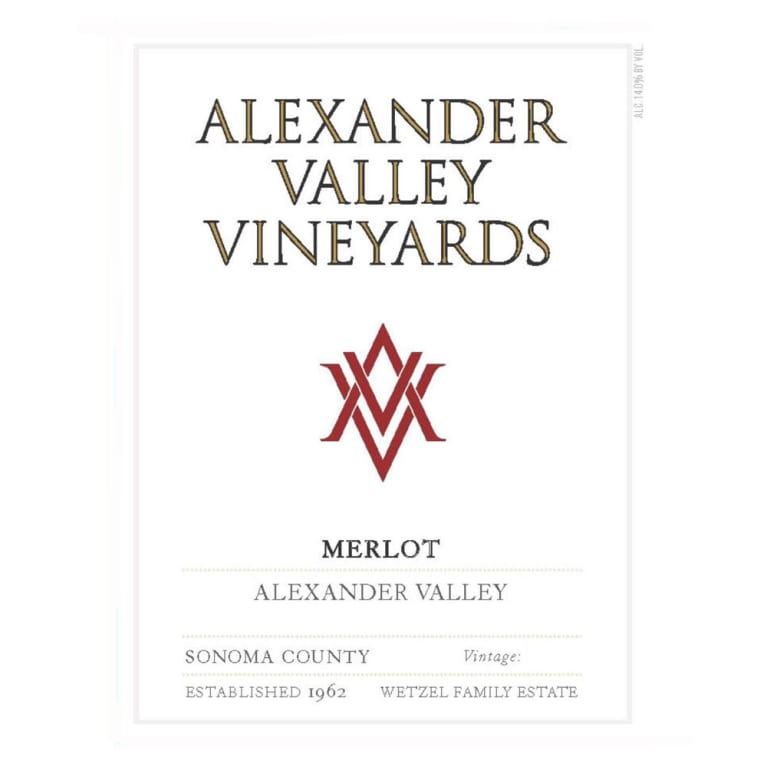 Alexander Valley Vineyards Merlot 2015 Front Label