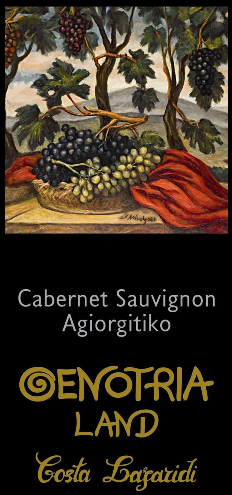 Flat front label of wine