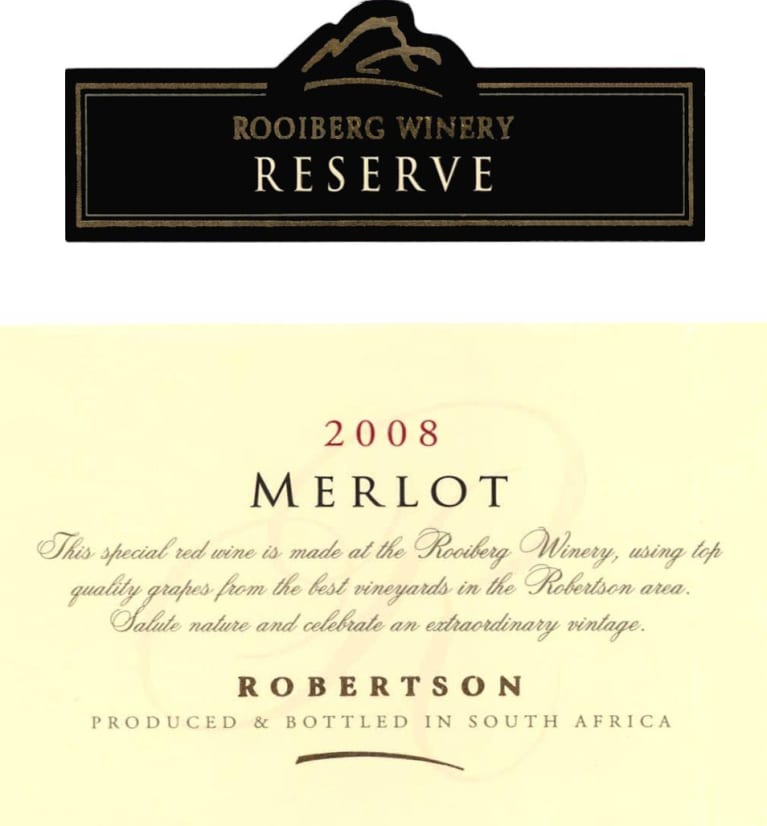 Rooiberg Winery Robertson Reserve Merlot 2008