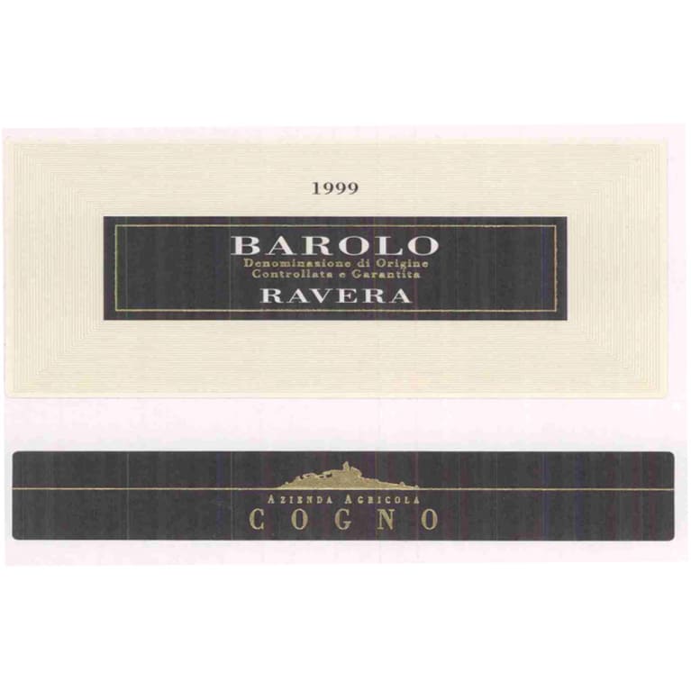 Elvio Cogno Ravera Barolo (scuffed lables) 1999 Front Label