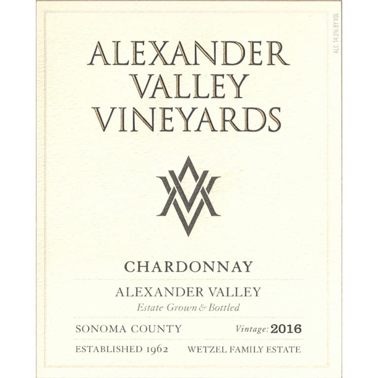 Alexander Valley Vineyards Estate Chardonnay 2016 Front Label