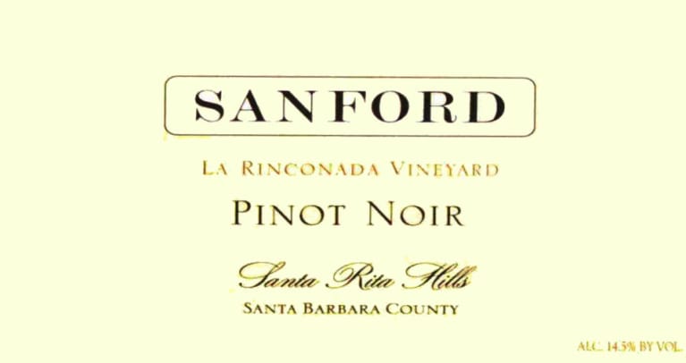 Sanford La Rinconada Vineyard Pinot Noir 2005 Front Label