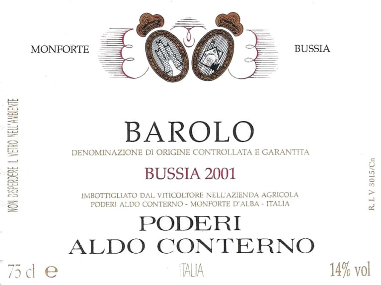 Aldo Conterno Barolo Bussia 2001 Front Label