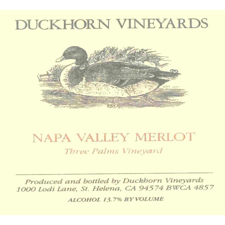 Duckhorn Three Palms Merlot 1999 Front Label