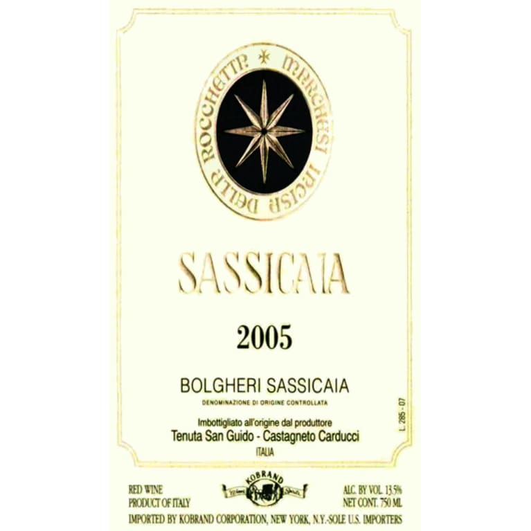 Tenuta San Guido Sassicaia 2005 Front Label