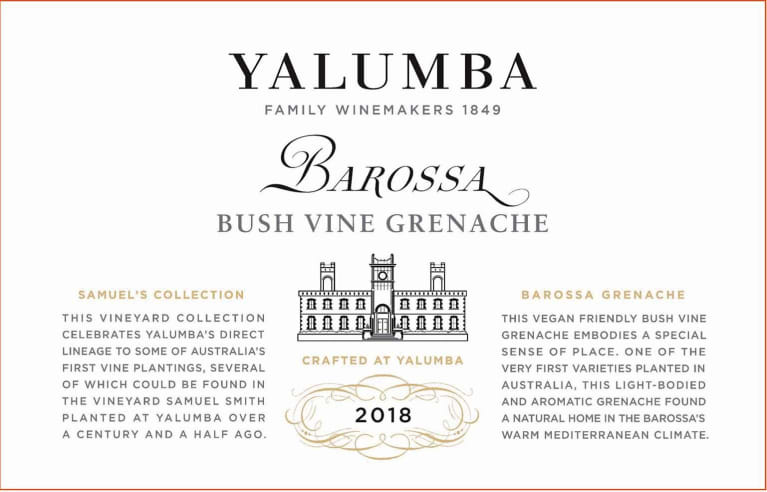 Yalumba Samuel's Collection Bush Vine Grenache 2018 Front Label