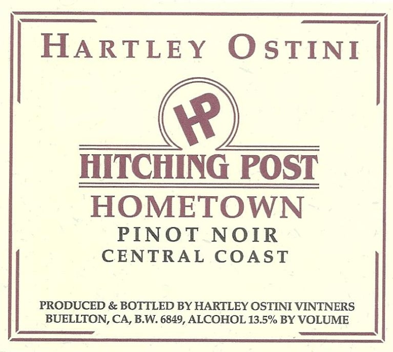 Hitching Post Hometown Pinot Noir (375ML half-bottle) 2019 Front Label