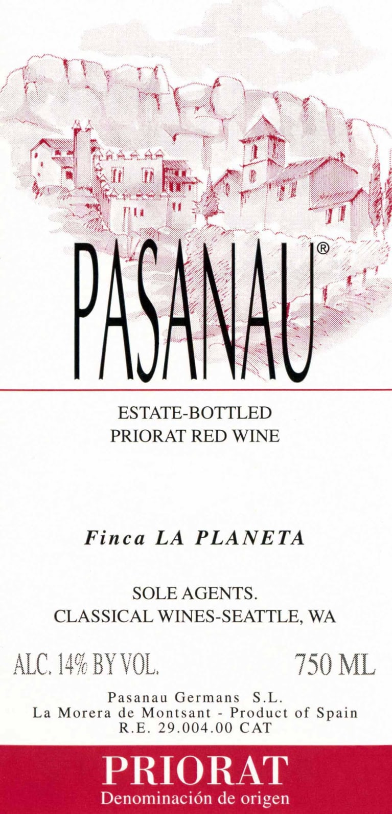 Celler Pasanau Priorat Finca La Planeta 2013 Front Label