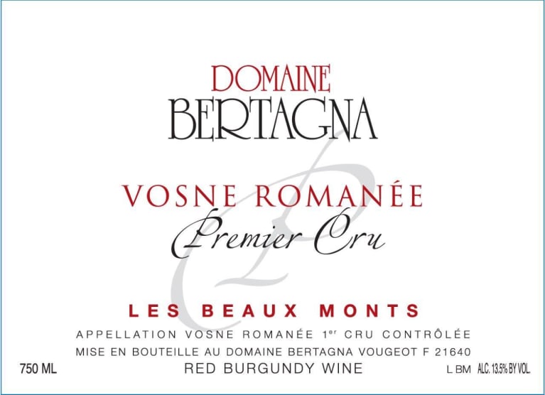 Domaine Bertagna Vosne-Romanee Les Beaux Monts Premier Cru 2016 Front Label