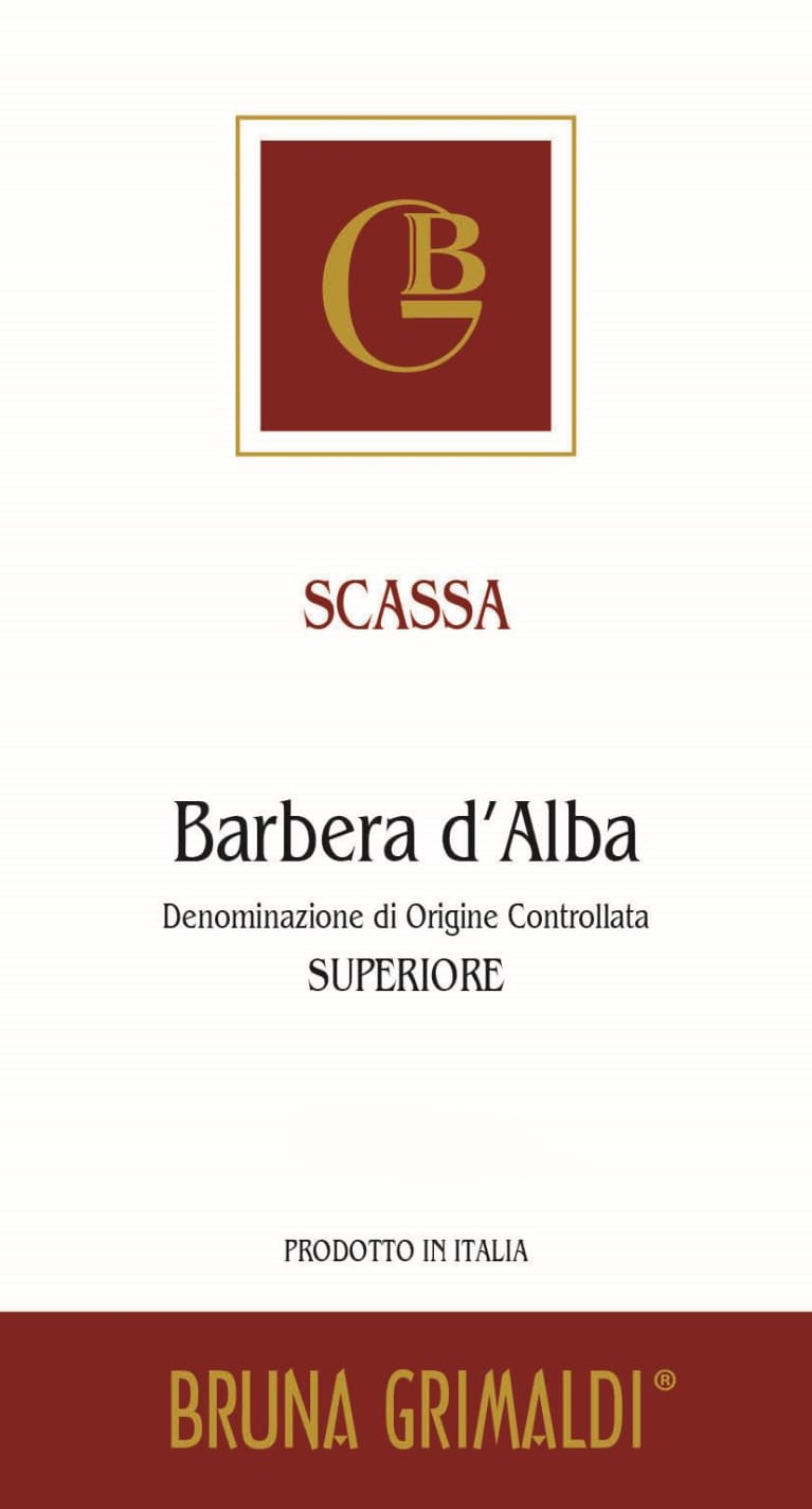 Bruna Grimaldi Scassa Barbera d'Alba 2017 Front Label