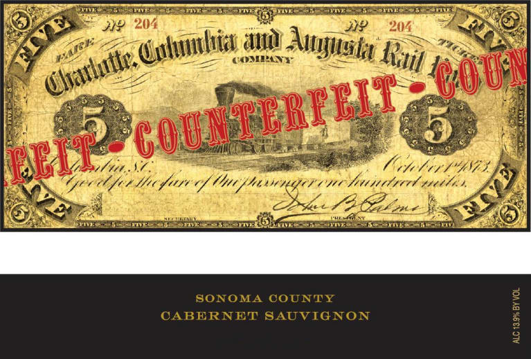 Banknote Wine Company Counterfeit Cabernet Sauvignon 2016 Front Label