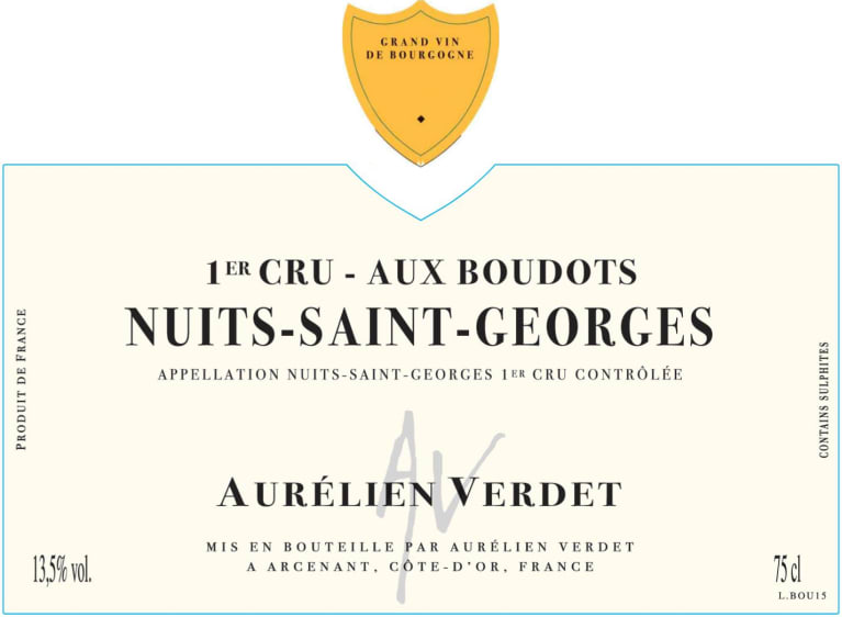 Aurelien Verdet Nuits-St-Georges Aux Boudots Premier Cru 2016 Front Label