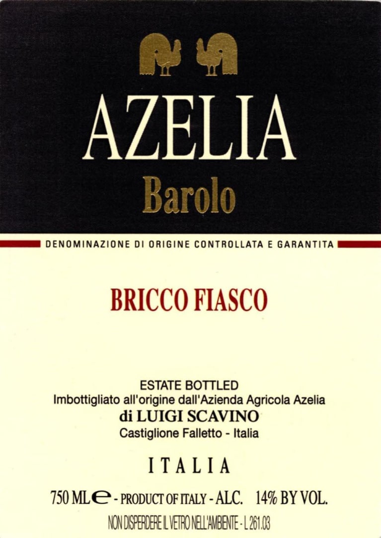 Azelia Barolo Bricco Fiasco 1999 Front Label