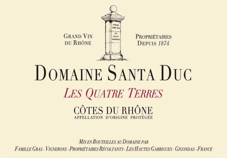 Domaine Santa Duc Cotes Rhone 2020 Quatre du Les Terres