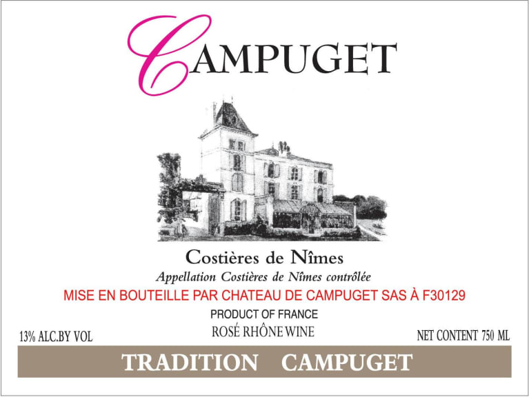 Chateau de Campuget Tradition Rose 2019 Front Label