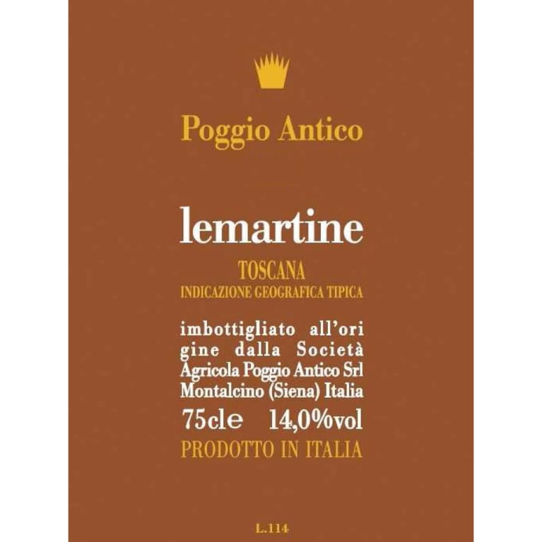 Poggio Antico Lemartine Toscana 2019 Front Label