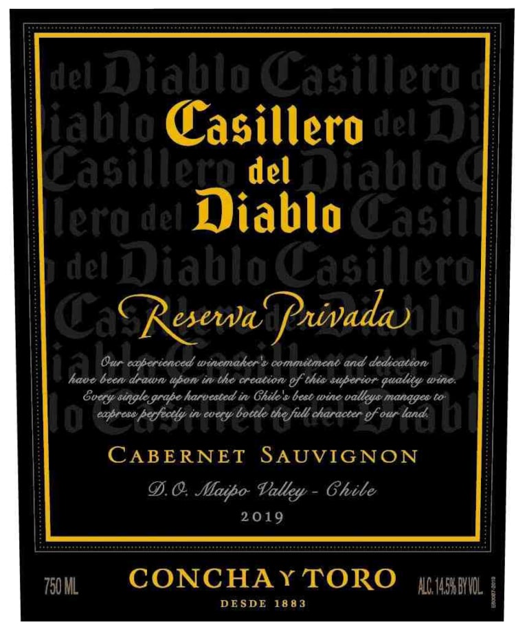 Casillero del Diablo Reserva Privada Cabernet Sauvignon 2019 Front Label