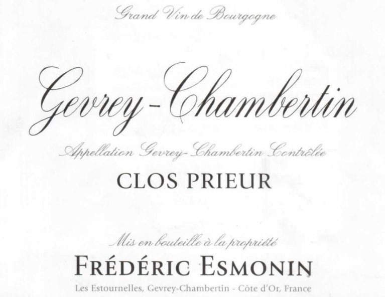 Frederic Esmonin Gevrey-Chambertin Clos Prieur 2018 Front Label