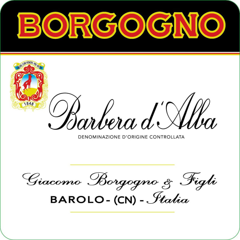 Borgogno Barbera d'Alba 2016 Front Label