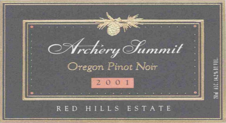 Archery Summit Red Hills Estate Pinot Noir 2001 Front Label
