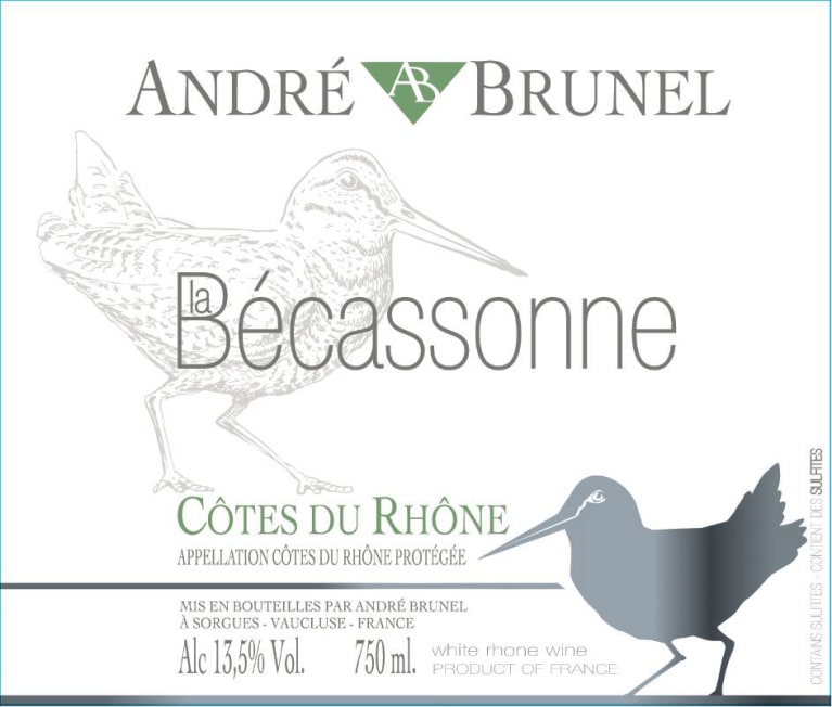 Andre Brunel La Becassonne Cotes du Rhone Blanc 2018 Front Label