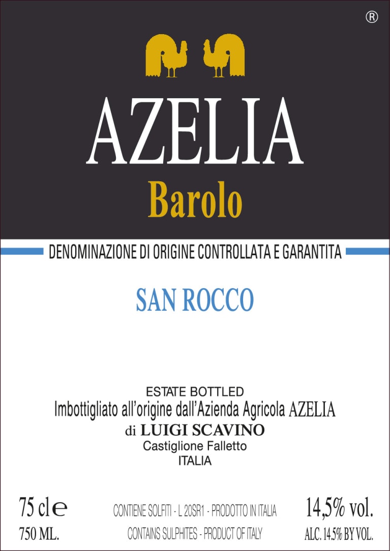 Azelia Barolo San Rocco 2018 Front Label