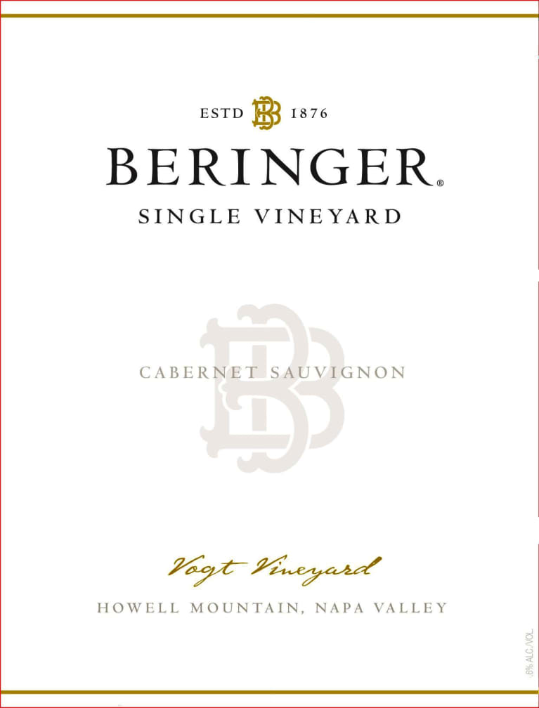 Beringer Vogt Vineyard Cabernet Sauvignon 2012 Front Label