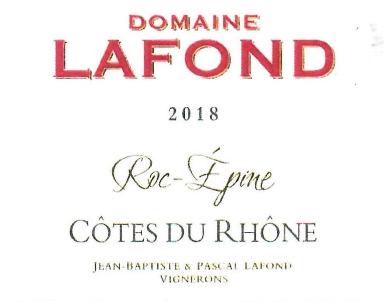 Domaine Lafond RocEpine Cotes du Rhone 2018