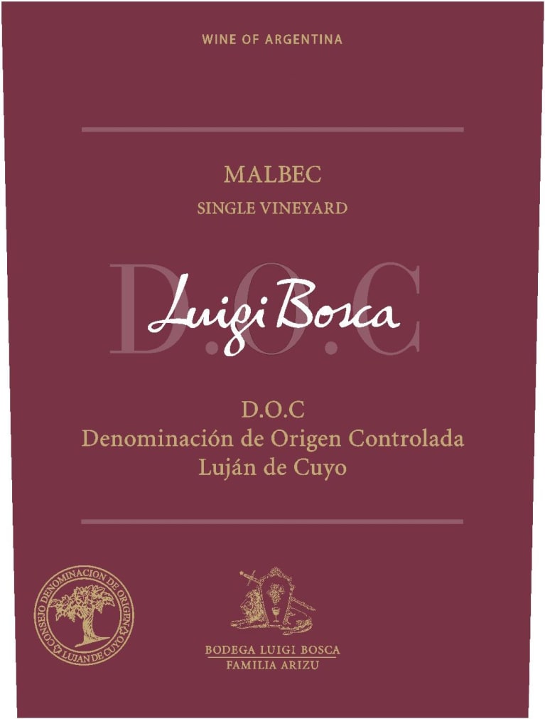 Luigi Bosca Malbec Lujan de Cuyo DOC 2015 Front Label