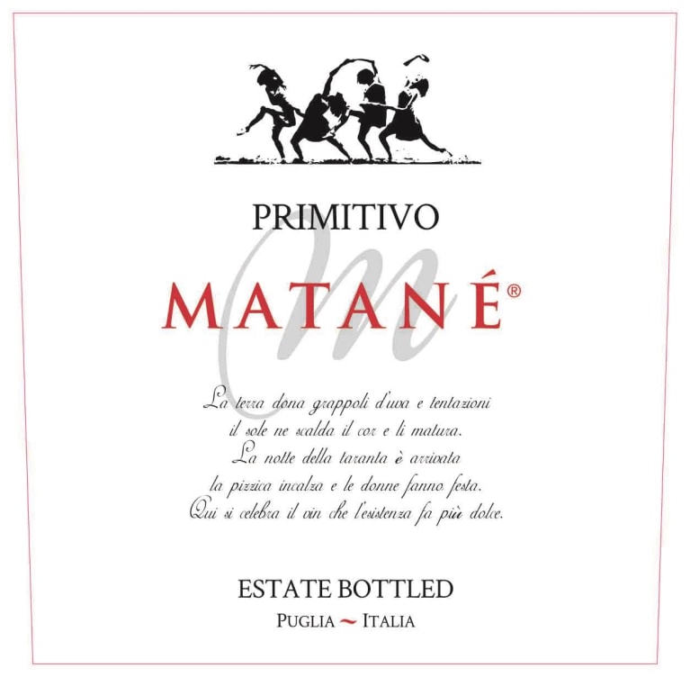 Matane Primitivo Puglia 2021 Front Label