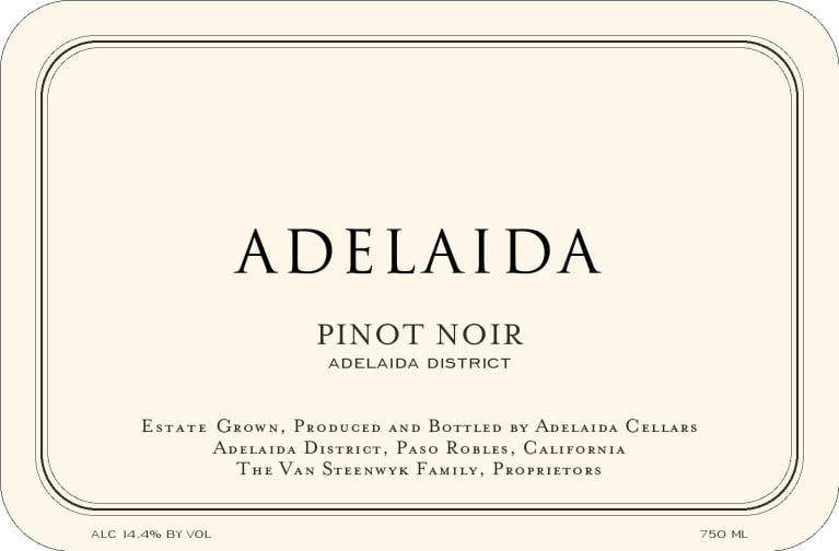 Adelaida Estate Pinot Noir 2017  Front Label