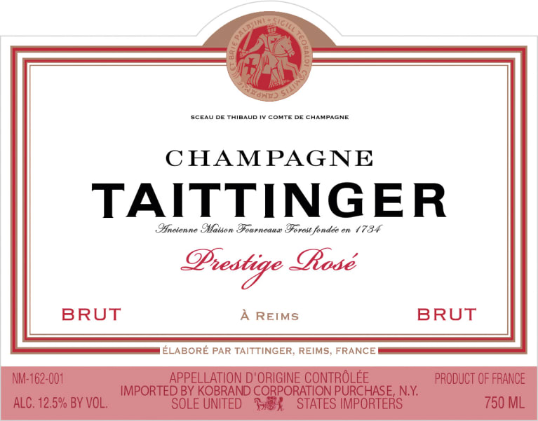 Taittinger Brut Prestige Rose  Front Label