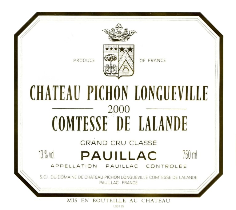 Chateau Pichon Longueville Comtesse de Lalande (1.5 Liter Magnum) 2000 Front Label