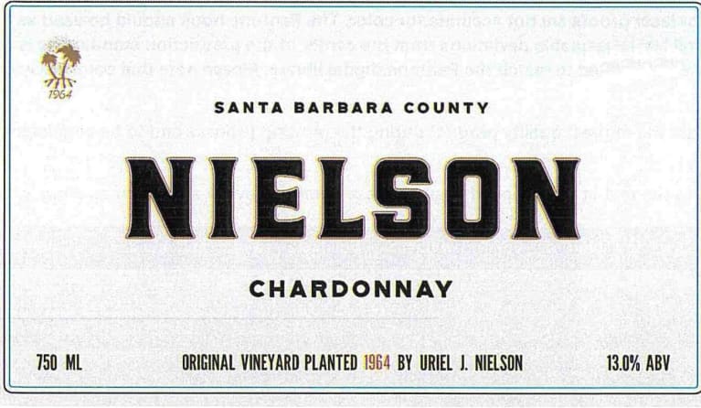 Nielson Santa Barbara Chardonnay 2018 Front Label