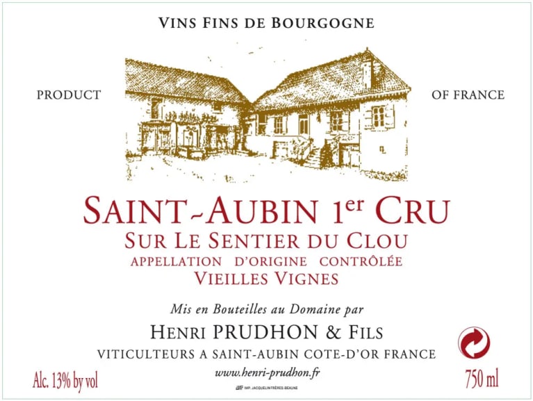 Domaine Henri Prudhon SaintAubin Sur Le Sentier du Clou Vieilles