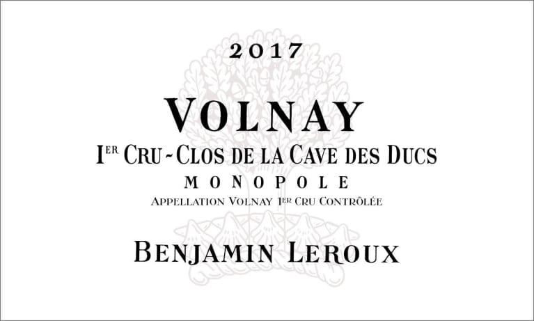 Benjamin Leroux Volnay Clos de la Cave des Ducs Premier Cru 2017 Front Label