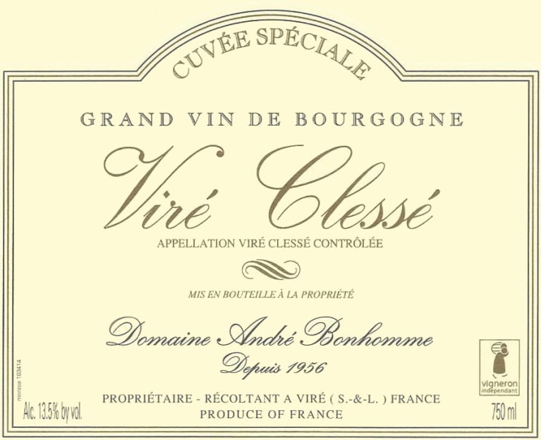 Andre Bonhomme Vire-Clesse Cuvee Speciale 2017 Front Label