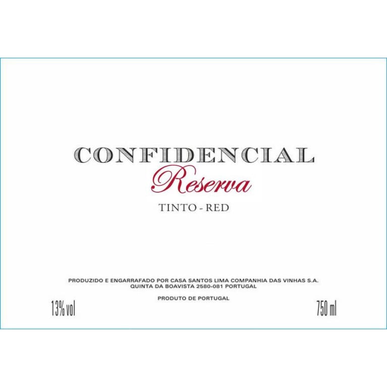 Casa Santos Lima Confidencial Reserva Red 2015 Front Label