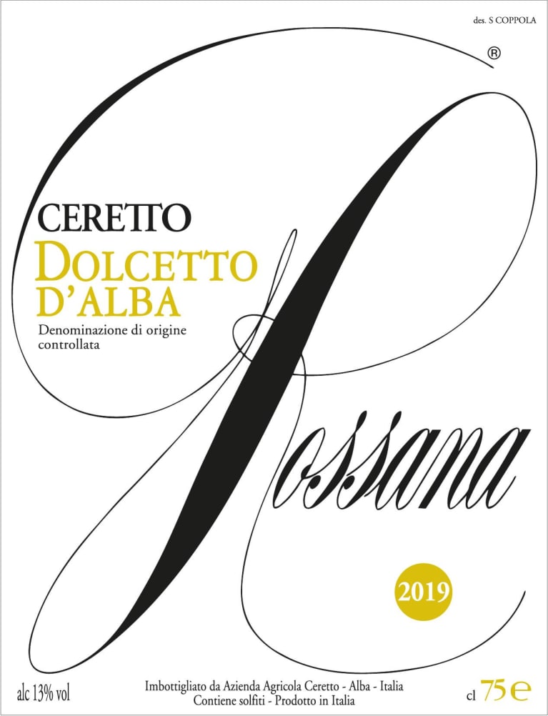 Ceretto Rossana Dolcetto d'Alba 2019 Front Label