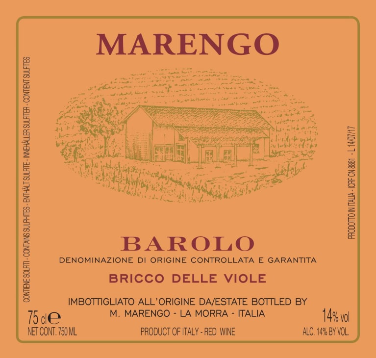 Flat front label of wine