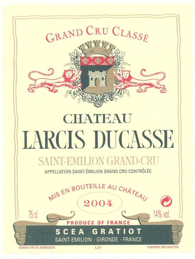Chateau Larcis-Ducasse 2004 Front Label