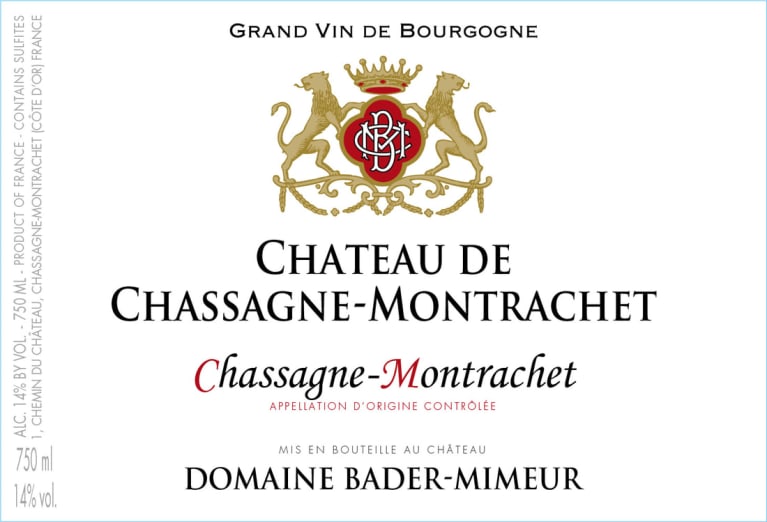 Bader Label Bader-Mimeur Chassagne-Montrachet Chateau de Chassagne Montrachet Blanc ...