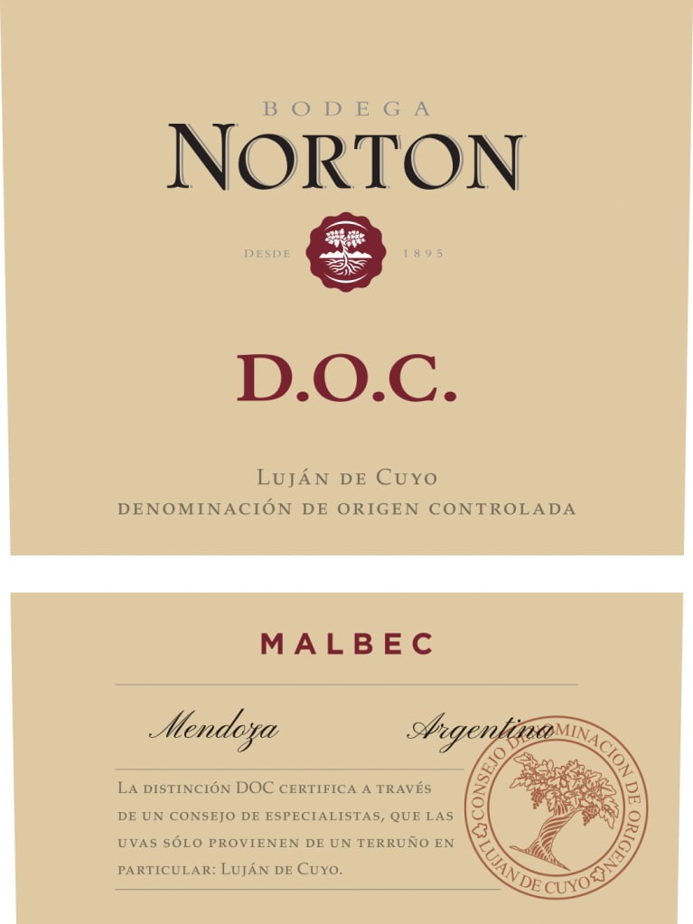 Bodega Norton D.O.C. Malbec 2018 Front Label