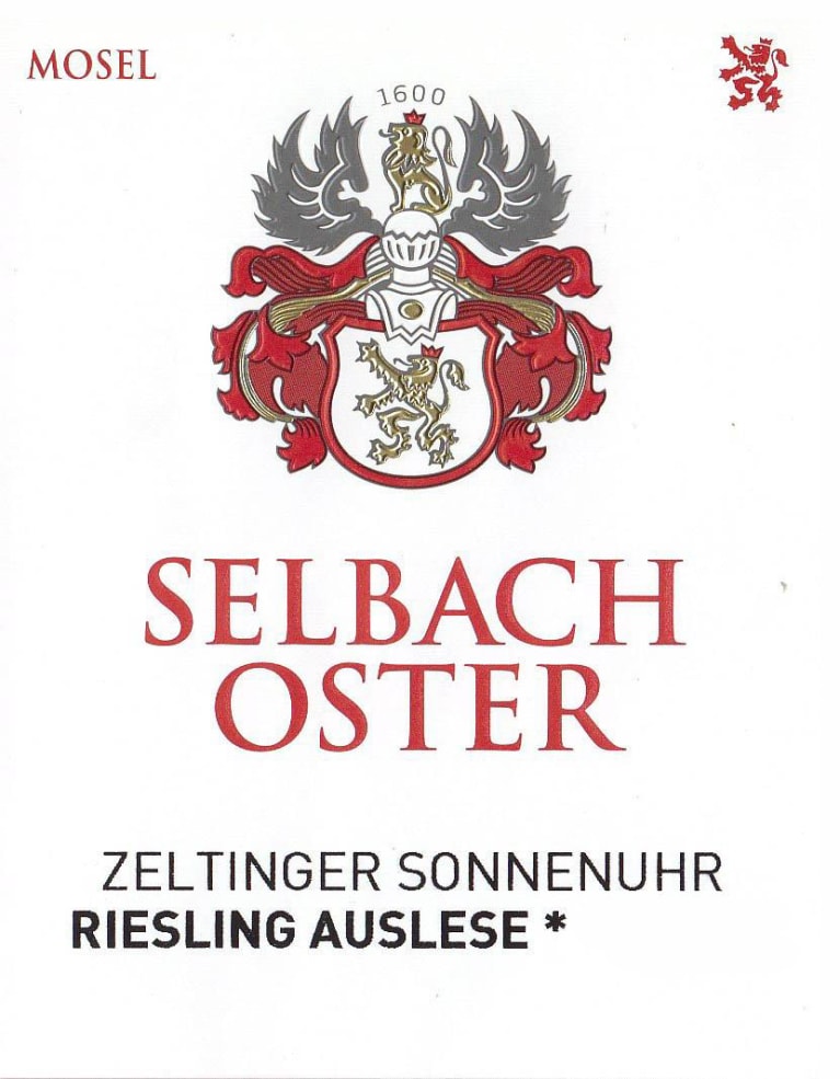 Selbach Oster Zeltinger Sonnenuhr Riesling Auslese 2019 Front Label