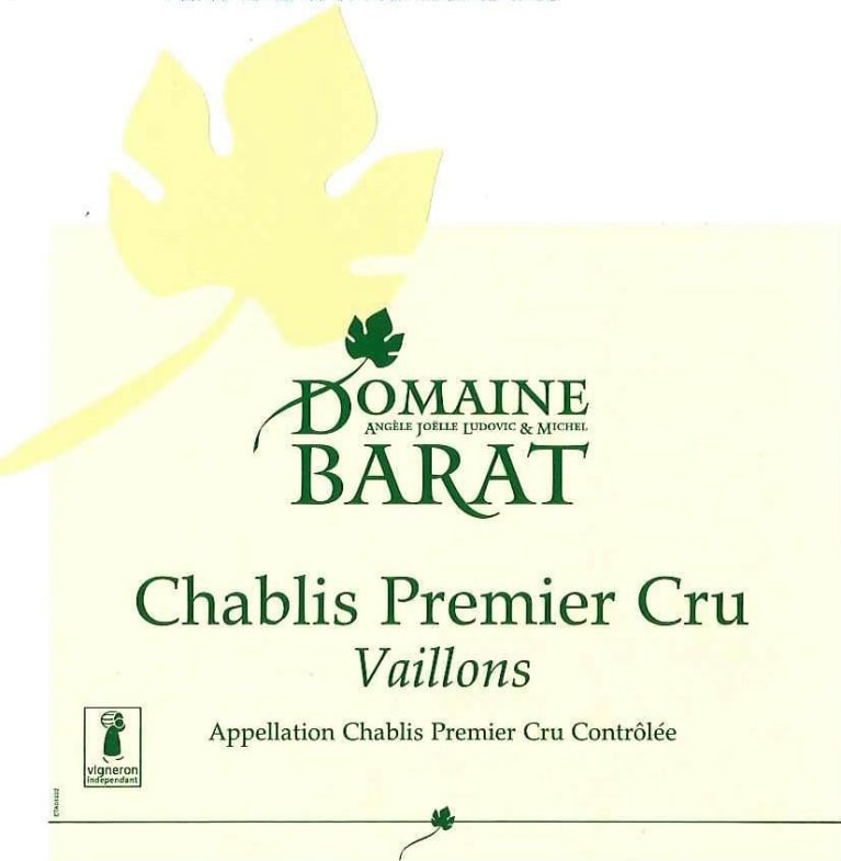 Domaine Barat Premier Cru Vaillons Chablis 2017 Front Label