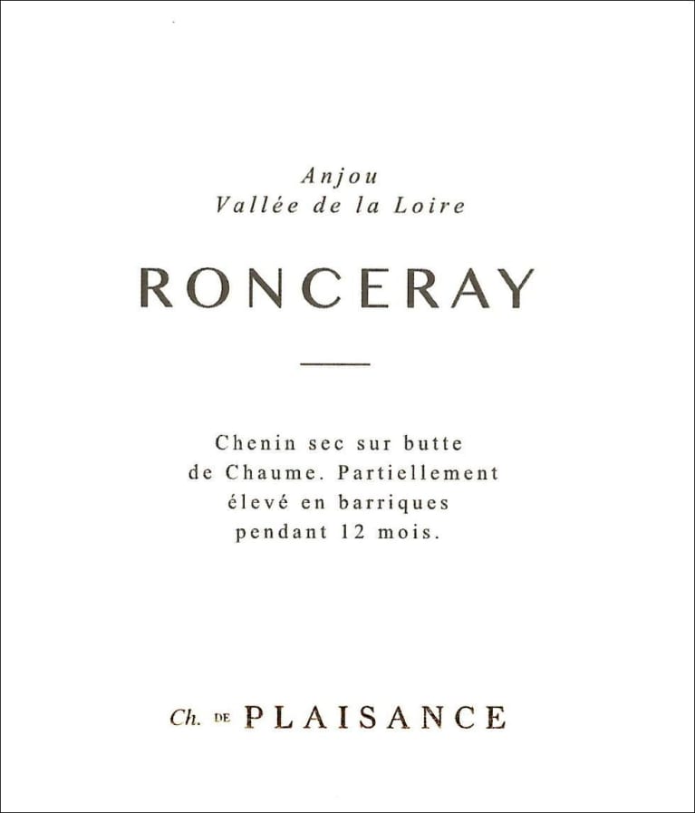 Chateau de Plaisance Anjou Ronceray Blanc 2021
