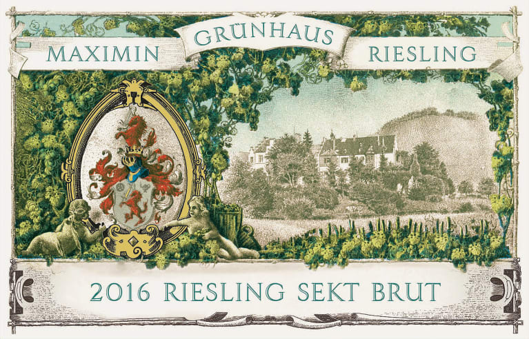 Maximin Grunhauser Sekt Brut Riesling 2016 Front Label
