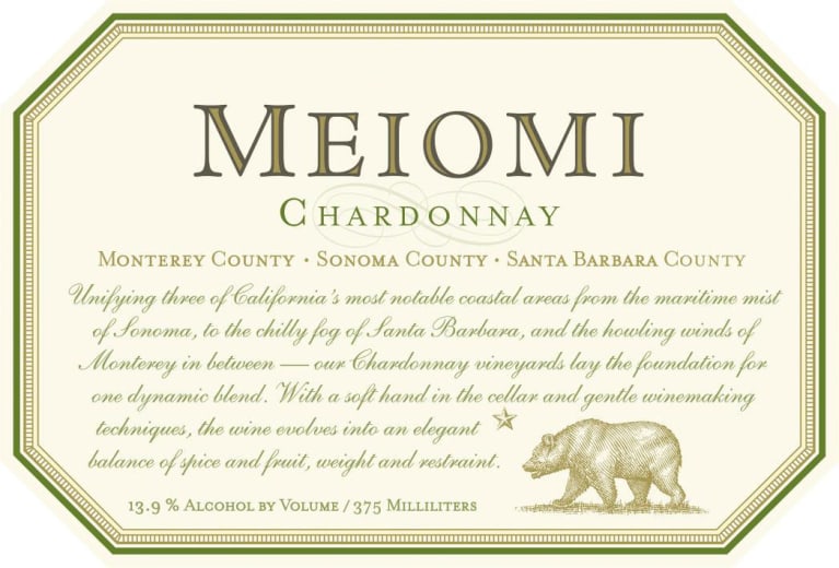 Meiomi Chardonnay (375ML half-bottle) 2018 Front Label